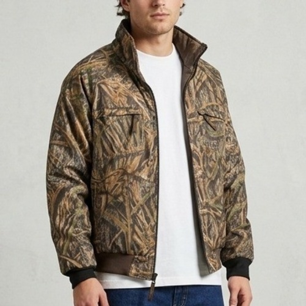 Vintage Herters Reversible Mossy Oak Camo Bomber Hunting Jacket Insulated XL